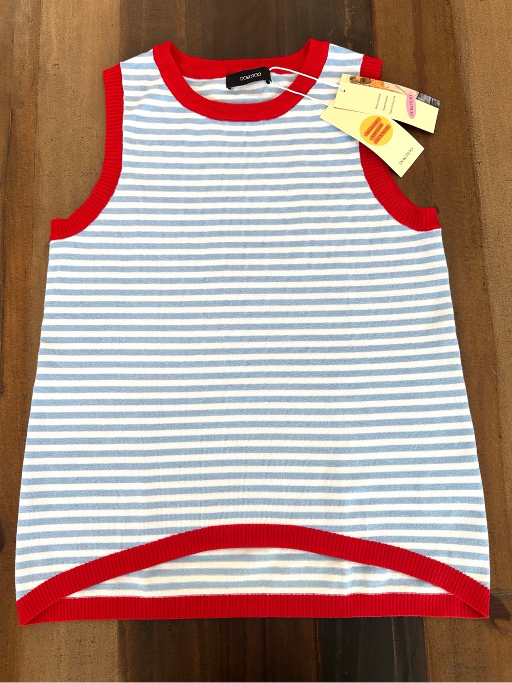 Dokotoo Striped Sweater Vest Tank Top Red Blue White Size Small NWT